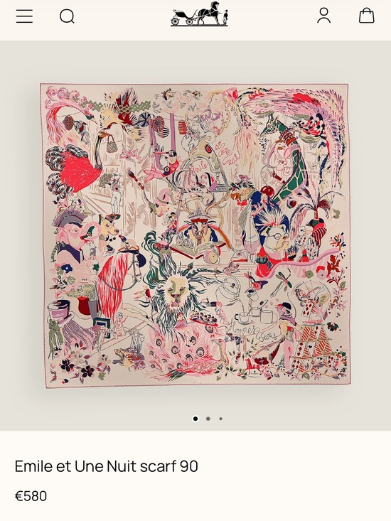 Hermes Accessories - Hermes Emile et Une Nuit scarf 90, 100% silk, NEW, Rose Thé / Vert / Prune